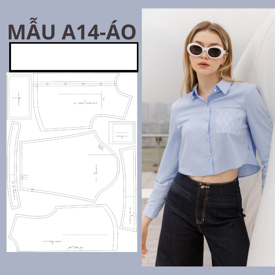 RẬP GIẤY A0 ÁO SƠ MI DÁNG NGẮN MÃ A14