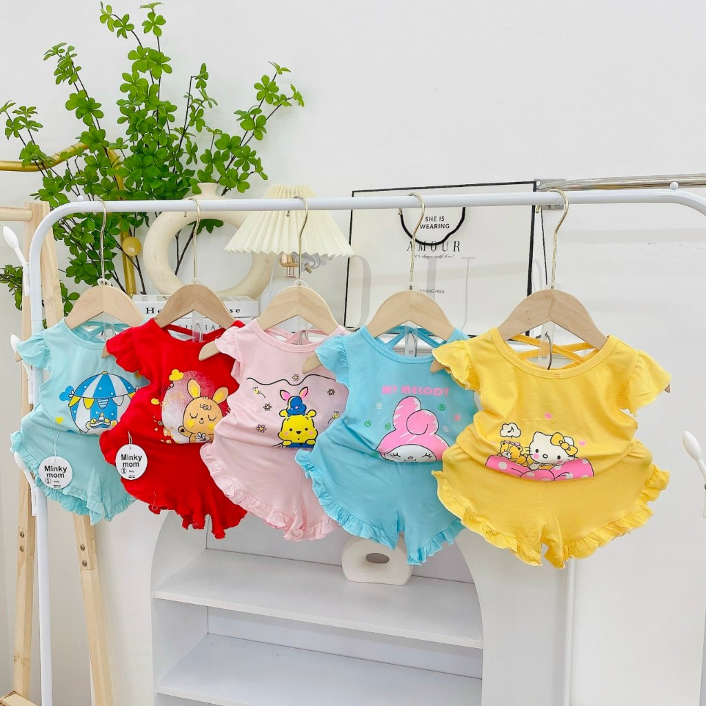 Bộ quần áo cộc tay thun lạnh bé gái BC81