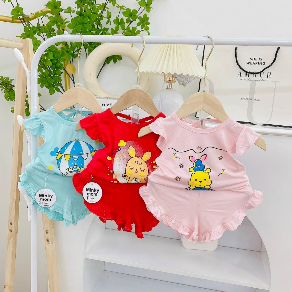 Bộ quần áo cộc tay thun lạnh bé gái BC81