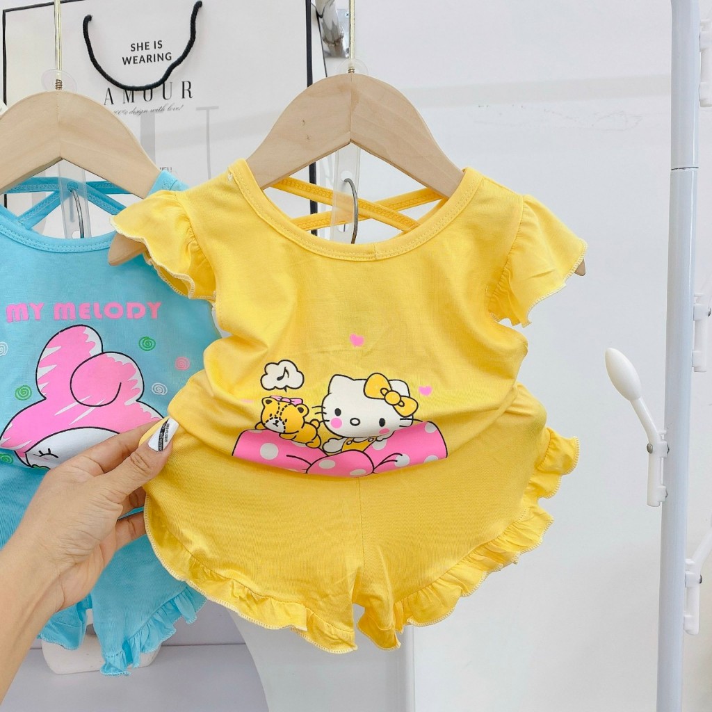 Bộ quần áo cộc tay thun lạnh bé gái BC81