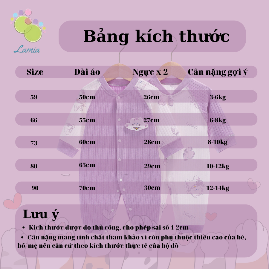 Body dai tay thu đông chất cotton dày dặn họa tiết đáng yêu cho bé trai bé gái sơ sinh 𝟐𝟓𝐁𝐃𝐃