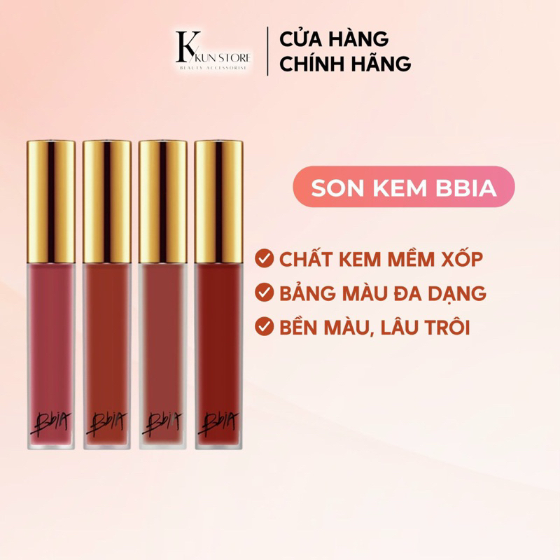 Son kem lì Bbia Last Velvet Lip Tint-Ver 5 mềm môi các màu
