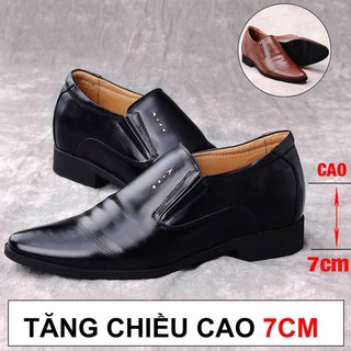 Giày tăng chiều cao 6cm lười nam da bò Công Sở Đẹp Thời trang Doanh nhân Kinh doanh Cao cấp Hàng Hiệu Giá rẻ G-18 đen