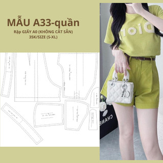 Rập giấy a0 quần đùi có ly trước mã a33