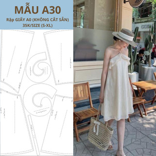 Rập giấy a0 đầm suông cổ yếm mã a30