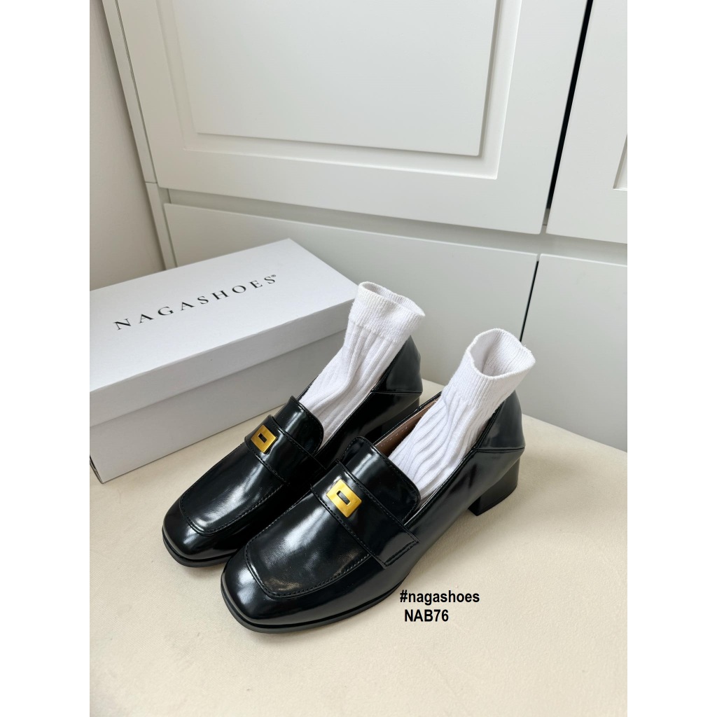 GIÀY BÚP BÊ NAGASHOES MŨI VUÔNG  & PHỤ KIỆN KIM LOẠI VÀNG NAB76