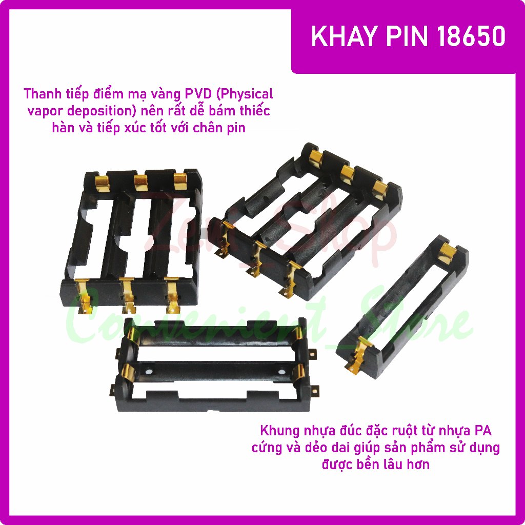 Khay pin 18650 đồng mạ vàng PVD chất lượng cao