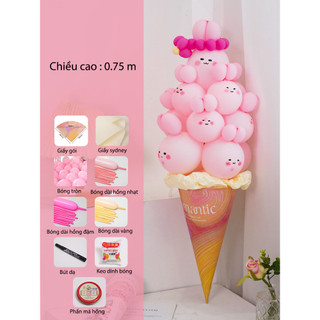 Set bong bóng bay kem ốc quế, kem bóng bay khổng lồ trang trí sinh nhật.