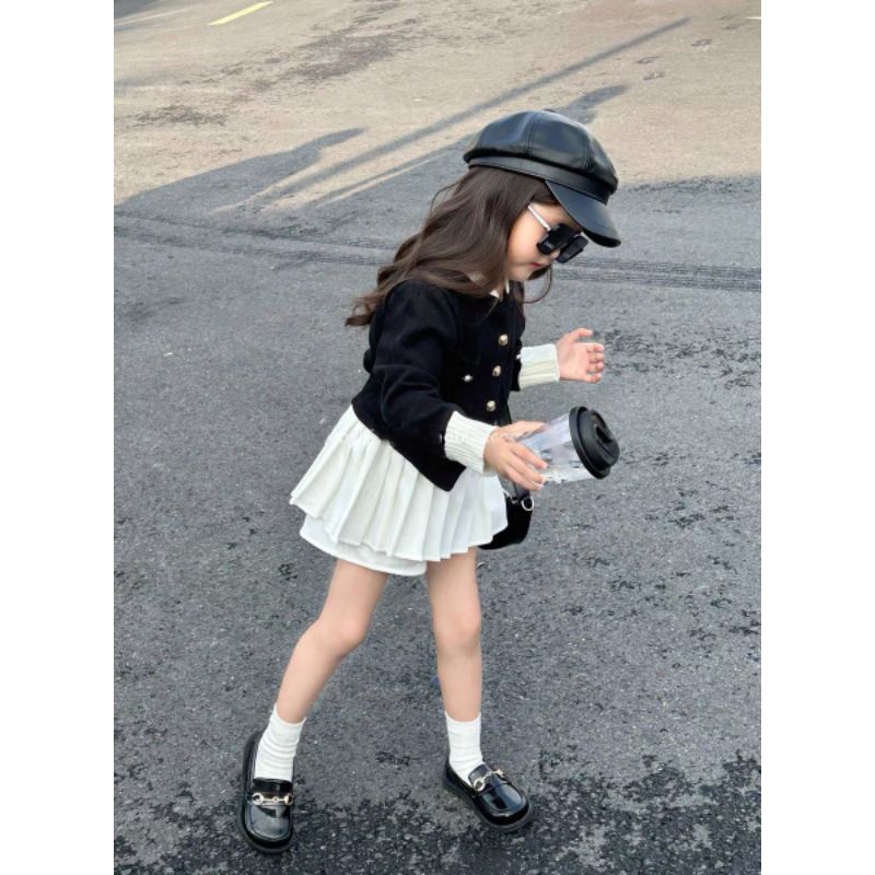 Set  áo dạ cv umi xoè tầng xinh xắn bé gái