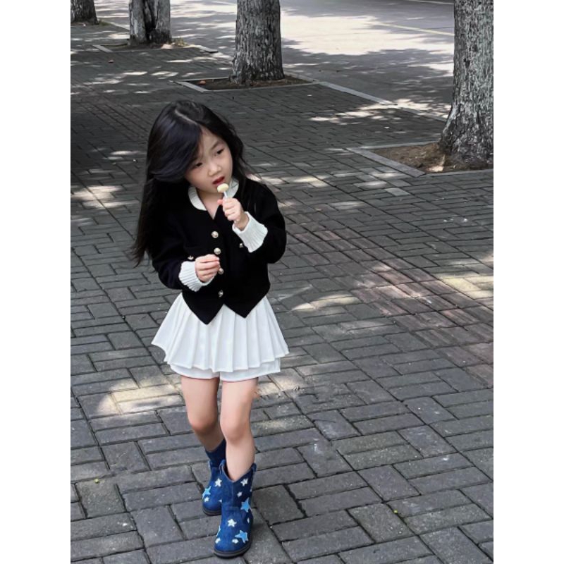 Set  áo dạ cv umi xoè tầng xinh xắn bé gái