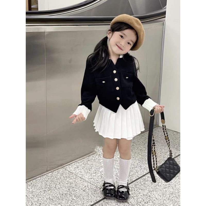 Set  áo dạ cv umi xoè tầng xinh xắn bé gái
