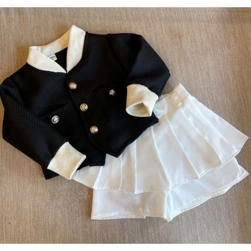 Set  áo dạ cv umi xoè tầng xinh xắn bé gái