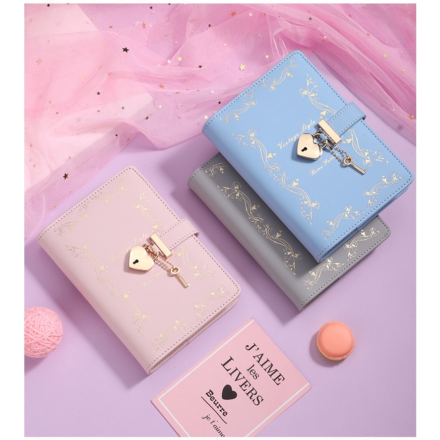 Sổ mã có khóa, khóa da nhật ký A6, khóa du lịch dành cho nữ và sinh viên đại học