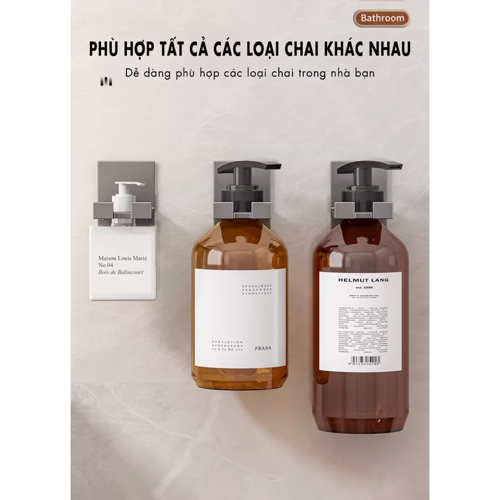 Móc Treo Chai Sữa Tắm, Chai Dầu Gội Dán Tường, Kệ Đựng Sữa Tắm, Nước Rửa Tay - YouQin, Chất Liệu Hợp Kim Nhôm, Dán Keo