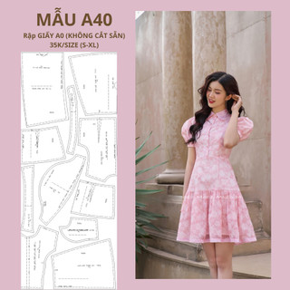 Rập giấy a0 váy dáng chữ a tay bồng mã a40