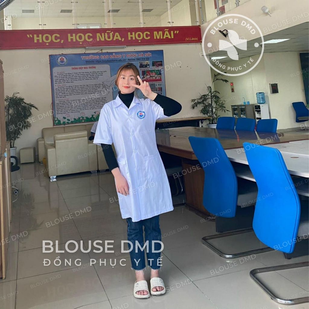 Áo Blouse trắng Bác sĩ Nam Nữ cộc tay, Áo choàng Blue Phòng Thí Nghiệm, Phòng Khám, Spa, Thẩm Mỹ Viện, SV Y Dược