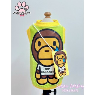 Áo ba lỗ xanh khỉ bape cho chó/mèo