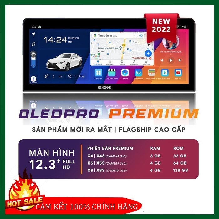 Màn Hình Android OLEDPRO Premium 12.3 inch 2023 Lớn Và Đẳng Cấp, TẶNG VIETMAP S2 BẢN QUYỀN. Bộ nhớ: 4GB, RAM+ 32GB ROM C