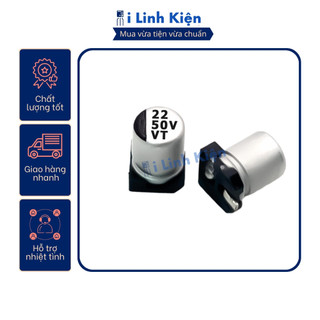 Tụ nhôm 50v 22uf 6.3x5.4mm chính hãng chất lượng tốt