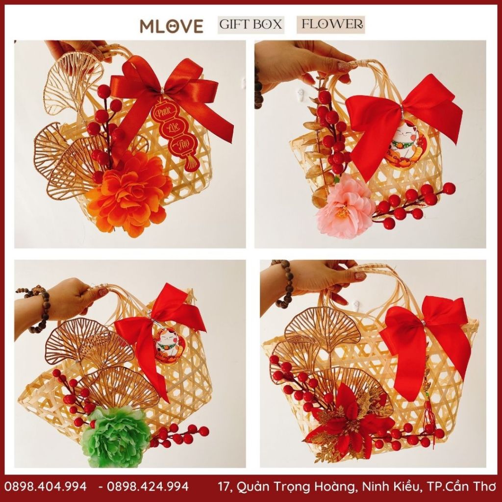(Siêu rẻ) Giỏ tre đựng quà tết - Giỏ tre đựng bánh kẹo tết - giỏ tre đựng quà tết trang trí tết nhiều mẫu siêu đẹp