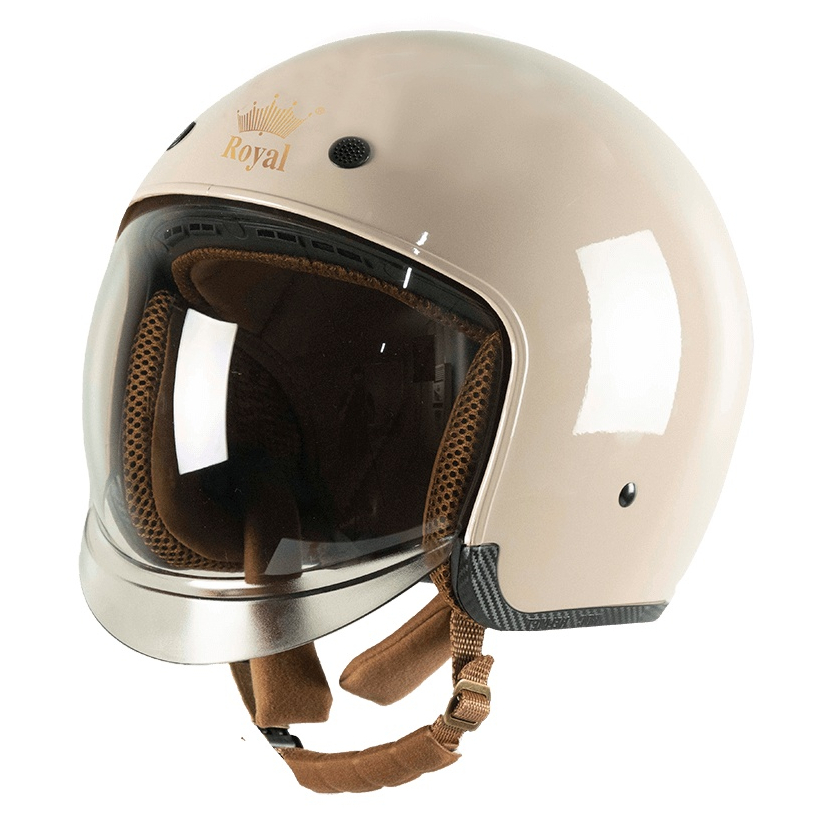 Mũ bảo hiểm 3/4 Royal M139 kính âm màu sữa bóng (tặng kèm túi đựng)