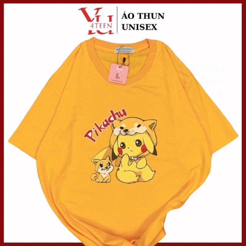 Áo Thun PHÔNG NAM NỮ UNISEX in Decal PIKACHU POKEMON - Hình chụp thật (Đủ size M-L-XL-XXL BIGSIZE)