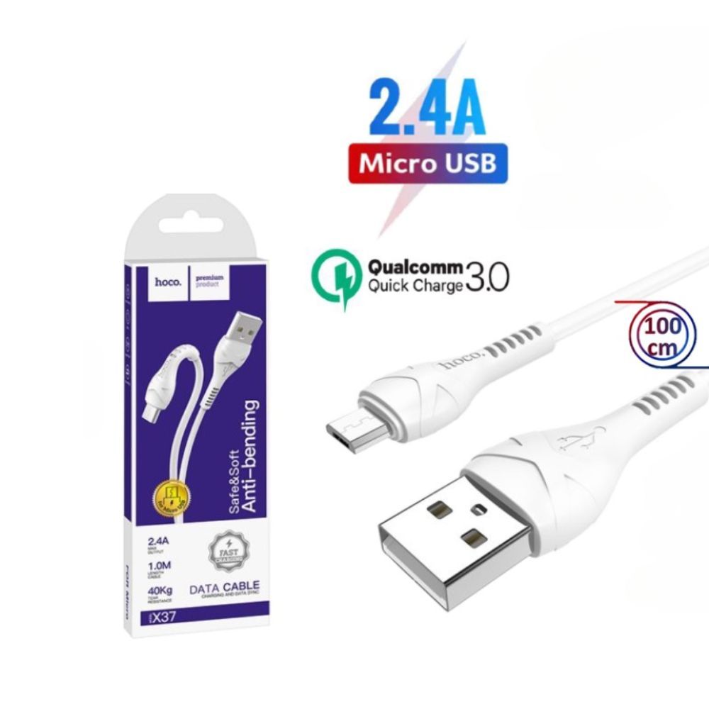 [Xả Kho] Dây cáp sạc Hoco x37 chân micro usb cho điện thoại android chất liệu PVC chiều dài 1m