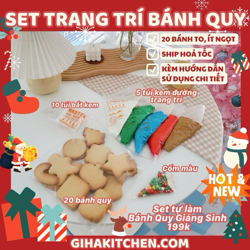 “HOẢ TỐC” Set tự trang trí bánh quy Giáng Sinh dễ thương cho cả gia đình