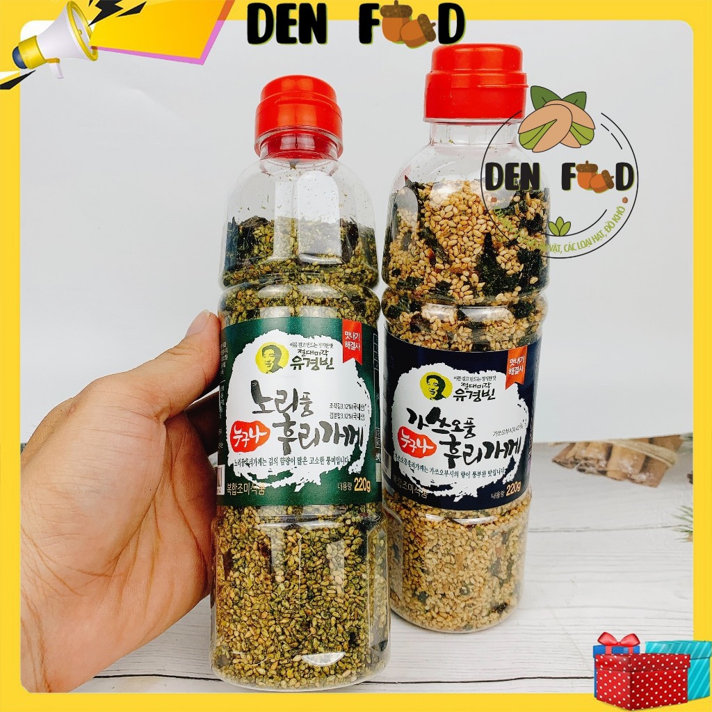 Rong Biển Trộn Cơm Chai 220g Rong Biển Mè Rang Hàn Quốc Furikake Vị Cá Ngừ Và Vị Truyền Thống - Ăn Vặt Denfood