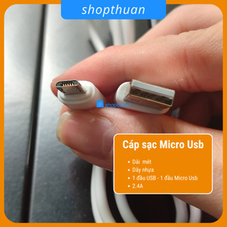 Cáp sạc loa micro usb 2.4A dây nhựa dài 1 mét