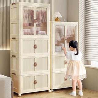 [ TỦ QUẦN ÁO GẤP GỌN CHO BÉ ] Tủ nhựa có bánh xe 360, cửa nhựa trong suốt khóa nam châm hàng cao cấp dày dặn dễ tháo lắp