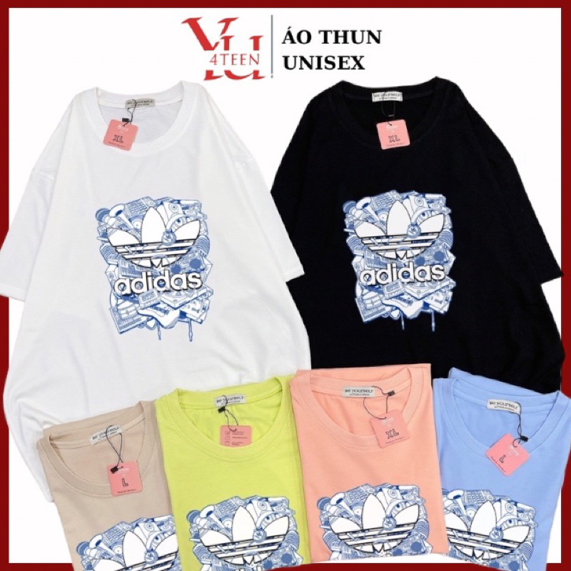 Áo Thun PHÔNG NAM NỮ UNISEX in Decal LOGO A-DI-DAS - Hình chụp thật (Đủ size M-L-XL-XXL BIGSIZE)