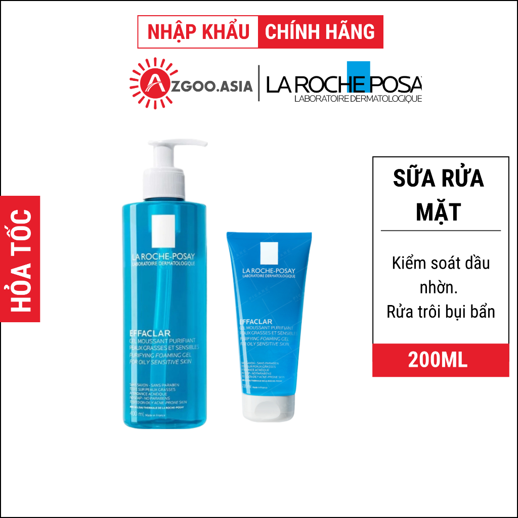 Sữa Rửa Mặt La Roche Posay Cho Da Dầu Mụn Effaclar Purifying Foaming Gel 200ml & 400ml (AZGoo Phân Phối)