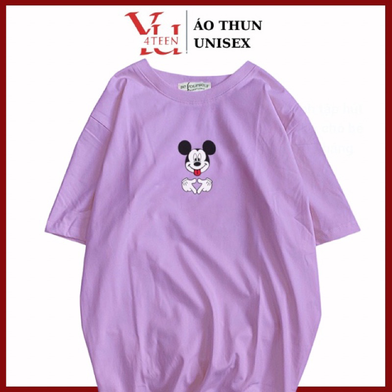 Áo Thun PHÔNG NAM NỮ UNISEX IN GÓC GIỮA CHUỘT MICKEY - Hình chụp thật (Đủ size M-L-XL-XXL BIGSIZE)