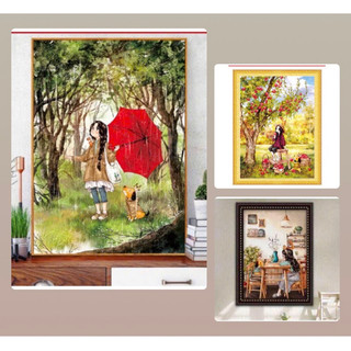 Tranh thêu chữ thập THÊU KÍN KT 53x72 cm