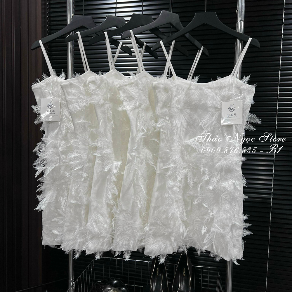 Đầm body cúp ngực đính hình bướm, đầm 2 dây lông vũ hàng chuẩn!  THẢO NGỌC STORE