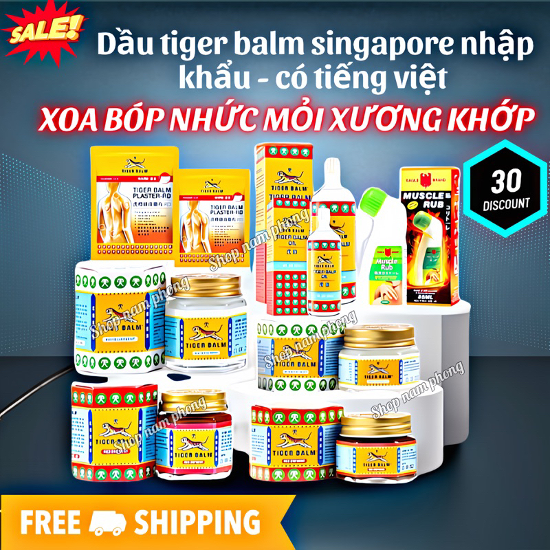 (9 loại) Dầu Tiger Balm Nhập Khẩu Singapore Chính Hãng (Có Tiếng Việt), Xoa Bóp Nhức Mỏi, Xương Khớp