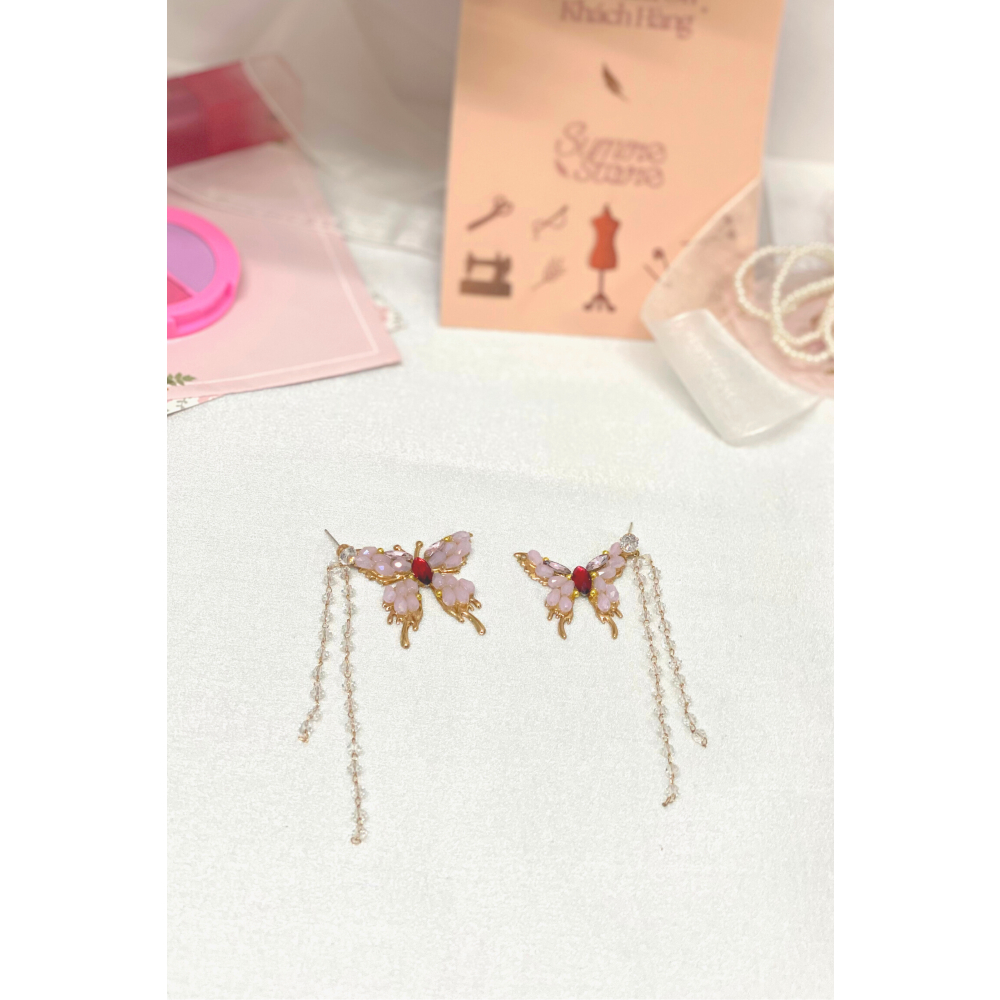 Sumire Store Hoa tai NK-096 hình bướm hồng đính hạt đá lấp lánh