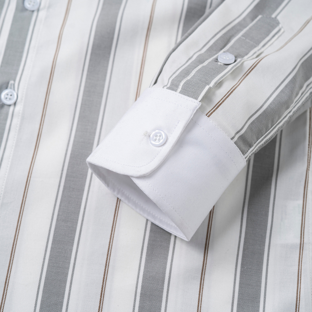 Áo sơ mi nam kẻ sọc nam tay dài, sợi Mint bạc hà JBAGY - JS04