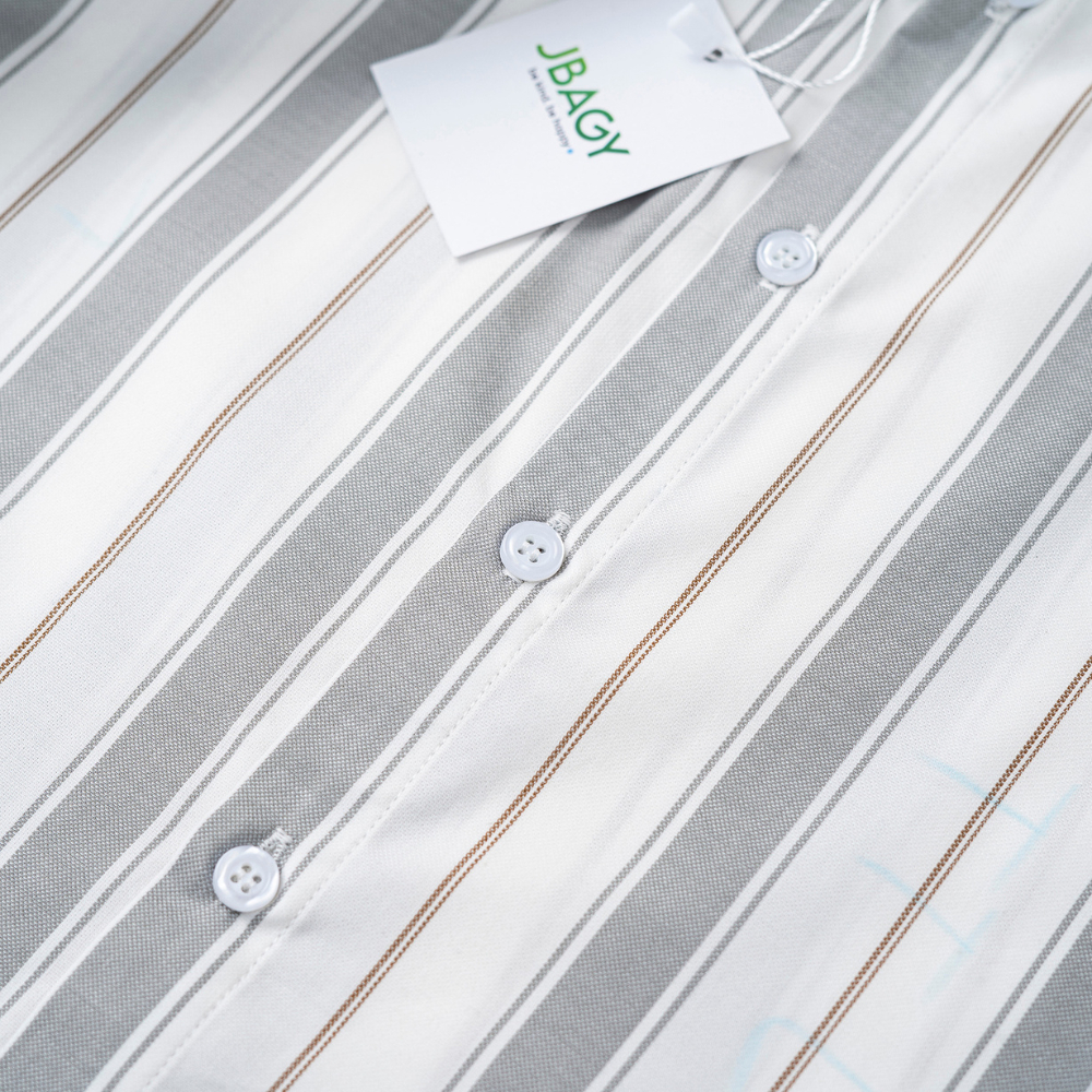Áo sơ mi nam kẻ sọc nam tay dài, sợi Mint bạc hà JBAGY - JS04