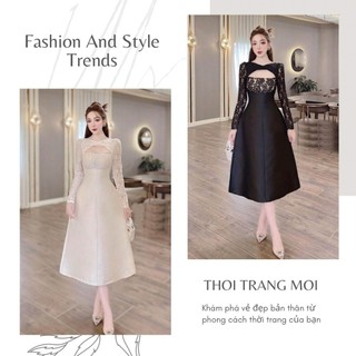 Váy Ren thiết kế phối tapta  quyến rũ tiểu thư sang chảnh