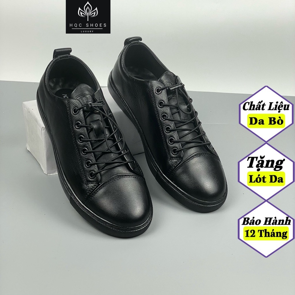 Giày da nam buộc dây HQC SHOES da bò thật đế khâu chỉ bảo hành 1 năm Gn023