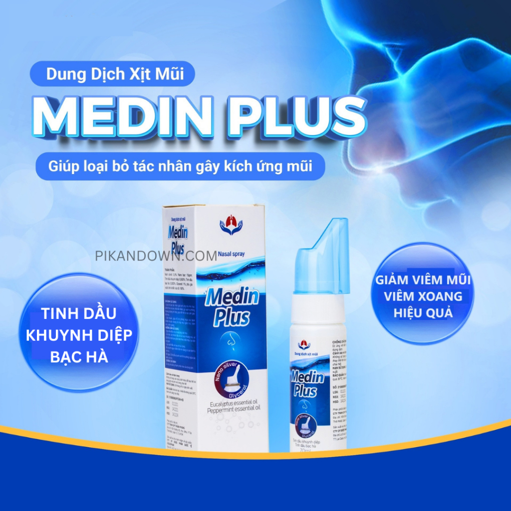 Dung Dịch Xịt Mũi Khử Khuẩn Dược Phẩm Medin Plus Giảm Nghẹt Mũi và Viêm Mũi 70ml