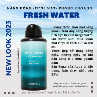 [Bill Mỹ] Xịt thơm nam Fresh Water Bath & Body Works 104gram