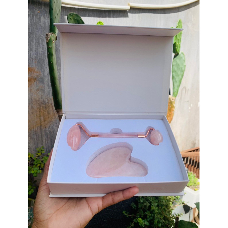 set massage Guasha đá thạch anh hồng