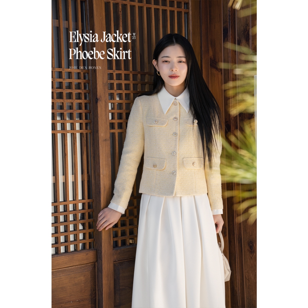 JOIE DES ROSES - Chân váy xòe dạ text Phoebe Skirt