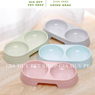 Bát ăn nhựa đôi bát ăn đôi đựng thức ăn Siêu Rẻ cho chó mèo - giahuypetshop