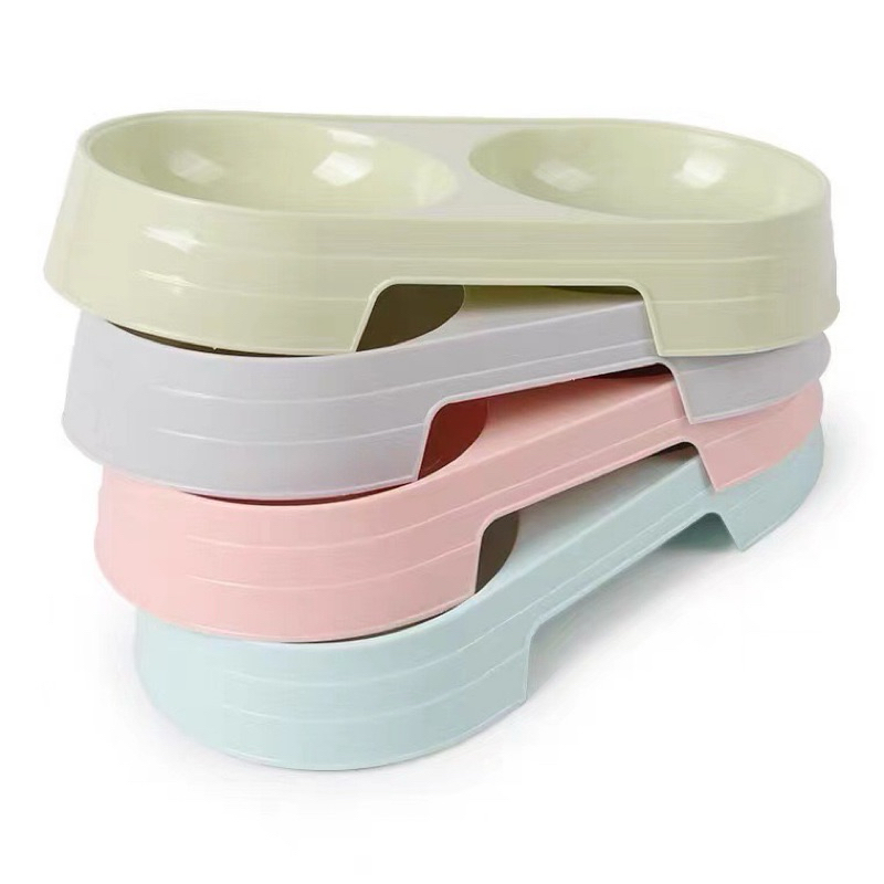 Bát ăn nhựa đôi bát ăn đôi đựng thức ăn Siêu Rẻ cho chó mèo - giahuypetshop