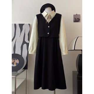 𝗺𝗶𝗲 𝘀𝘁𝘂𝗱𝗶𝗼 - Đầm liền dài tay cổ bẻ dáng xoè