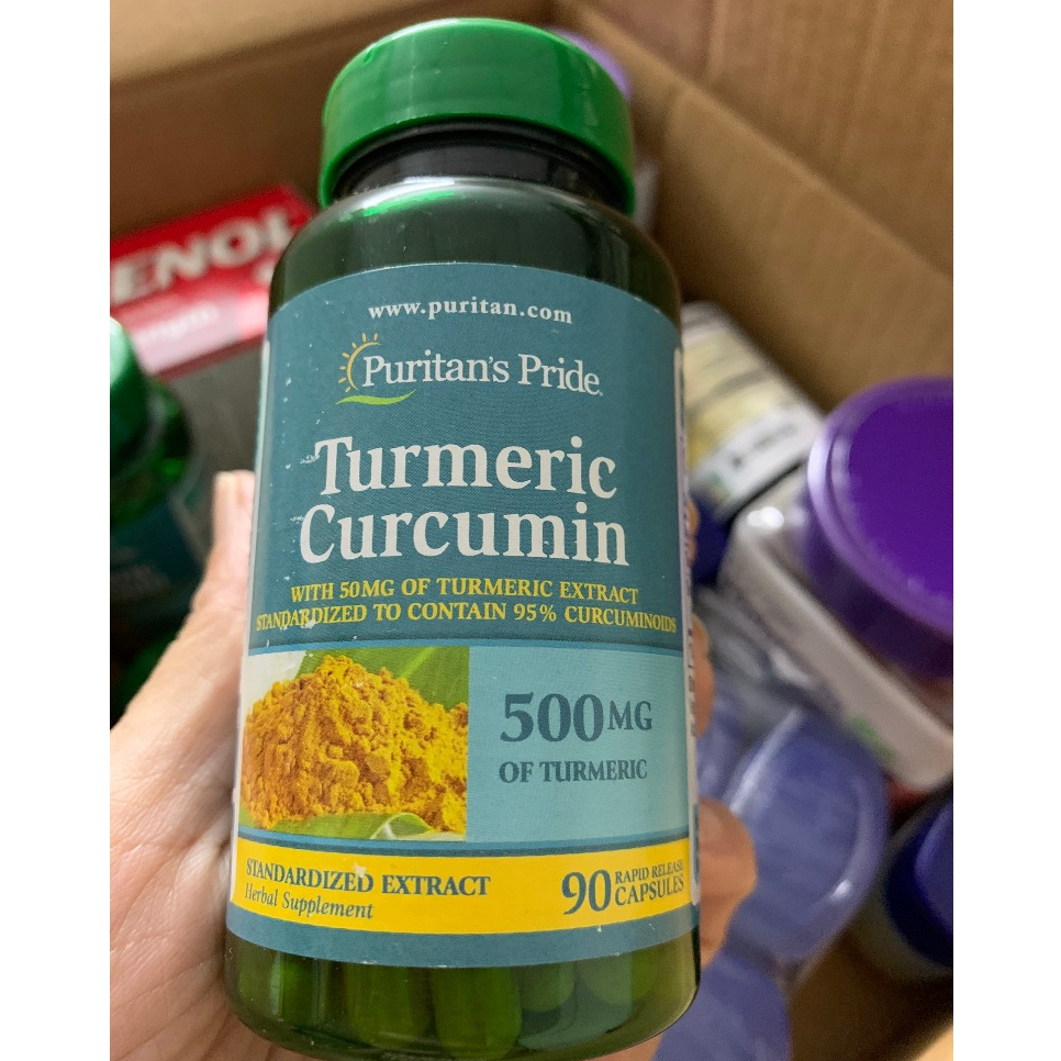 Tinh chất nghệ puritan làm đẹp da nghệ turmeric curcumin 500mg 90 viên, 180 viên của Mỹ